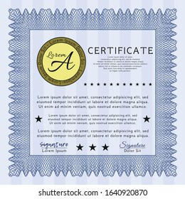 Blue Diploma template or certificate template. With linear background. Beauty design. Customizable, Easy to edit and change colors. 