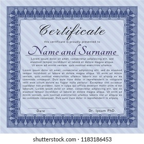 Blue Diploma template or certificate template. Modern design. Easy to print. Customizable, Easy to edit and change colors. 
