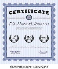 Blue Diploma template or certificate template. Money Pattern. Customizable, Easy to edit and change colors. With quality background. 