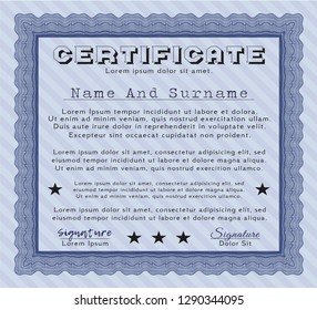 Blue Diploma template or certificate template. Money Pattern design. Customizable, Easy to edit and change colors. With linear background. 