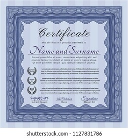 Blue Diploma template or certificate template. With quality background. Artistry design. Customizable, Easy to edit and change colors. 