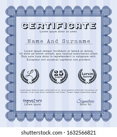 Blue Diploma template or certificate template. With quality background. Modern design. Customizable, Easy to edit and change colors. 