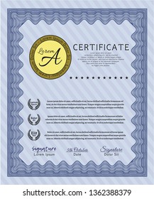 Blue Diploma template or certificate template. Superior design. Customizable, Easy to edit and change colors. Complex background. 
