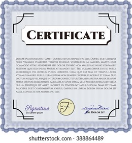 Blue Diploma template or certificate template. Vector pattern that is used in money and certificate. With quality background. Artistry design. 
