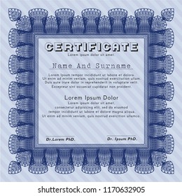 Blue Diploma template. With complex background. Beauty design. Customizable, Easy to edit and change colors. 