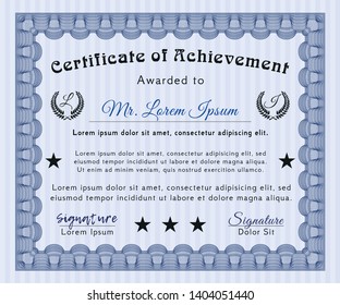 Blue Diploma template. Complex background. Customizable, Easy to edit and change colors. Modern design. 