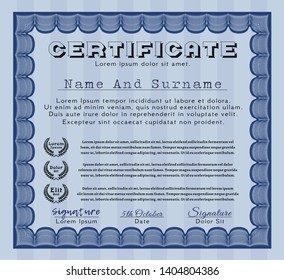 Blue Diploma template. With complex background. Money style design. Customizable, Easy to edit and change colors. 