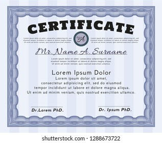 Blue Diploma template. Customizable, Easy to edit and change colors. With background. Money Pattern design. 