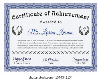Blue Diploma template. Customizable, Easy to edit and change colors. Printer friendly. Perfect design. 