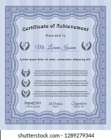 Blue Diploma template. Detailed. Easy to print. Superior design. 