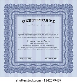 Blue Diploma template. Detailed. Printer friendly. Retro design. 