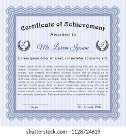 Blue Diploma template. Easy to print. Customizable, Easy to edit and change colors. Sophisticated design. 