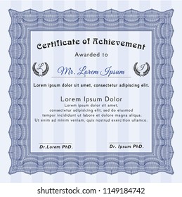 Blue Diploma template. With linear background. Customizable, Easy to edit and change colors. Beauty design. 