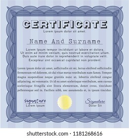 Blue Diploma template. Modern design. Complex background. Customizable, Easy to edit and change colors. 