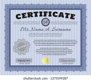 Blue Diploma template. Modern design. With complex linear background. Customizable, Easy to edit and change colors. 