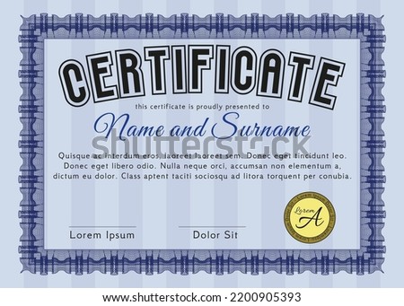 Blue Diploma template.  Modern design.    