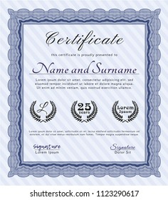 Blue Diploma template. Money Pattern. With complex background. Customizable, Easy to edit and change colors. 