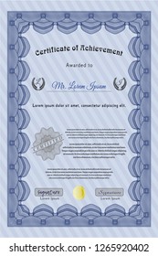 Blue Diploma template. Nice design. Customizable, Easy to edit and change colors. With background. 
