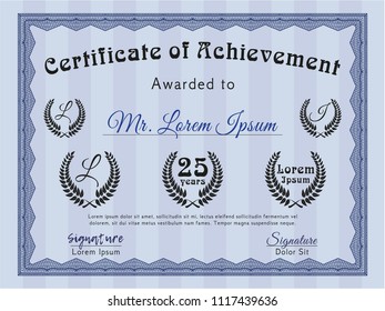 Blue Diploma template. Perfect design. Customizable, Easy to edit and change colors. With guilloche pattern. 