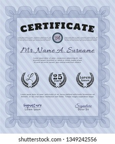 Blue Diploma template. Perfect design. Easy to print. Vector illustration. 
