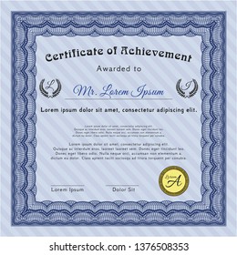 Blue Diploma template. Printer friendly. Lovely design. Detailed. 