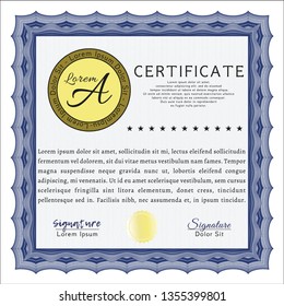 Blue Diploma template. With quality background. Lovely design. Customizable, Easy to edit and change colors. 