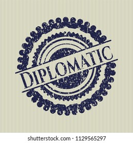 Blue Diplomatic distress grunge style stamp