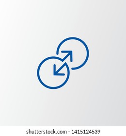 blue direction arrows for transfer, sync, migration data. traffic bridge or exchange concept. linear logo icon  design isolated on grey background. Suitable for web landing page