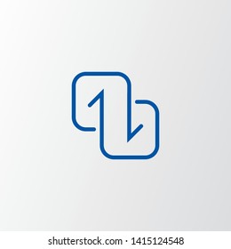 blue direction arrows for transfer, sync, migration data. traffic bridge or exchange concept. linear logo icon  design isolated on grey background. Suitable for web landing page