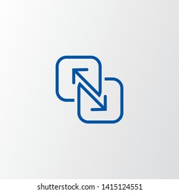 blue direction arrows for transfer, sync, migration data. traffic bridge or exchange concept. linear logo icon  design isolated on grey background. Suitable for web landing page