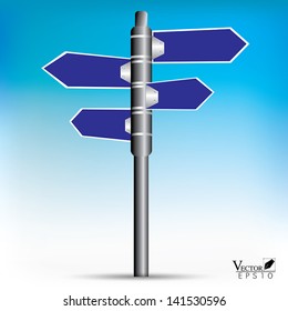 Blue direction road sign Vector EPS10.