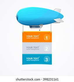 Blue Dirigible Menu Concept for Your Business. Vector illustration