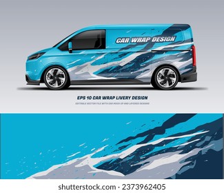 Blue dirt car wrap livery design for van.