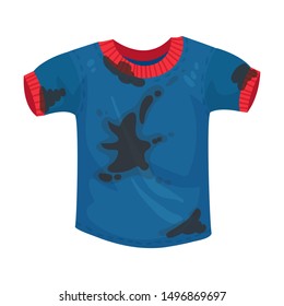 Blue dirty t-shirt. Vector illustration on a white background.