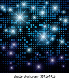 Blue disco background with sparkling lights vector