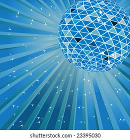 Blue disco ball. Vector illustration