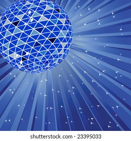 Blue disco ball. Vector illustration