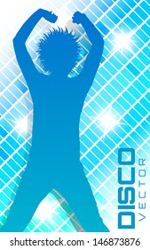 Blue Disco party poster with silhouette