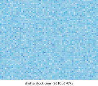 Blue disco party seamless pattern. Squared mosaic, bitmap texture, pixel background. Abstract dots effect, glitter halftone wallpaper. Pop up tile backdrop. Retro vector design template