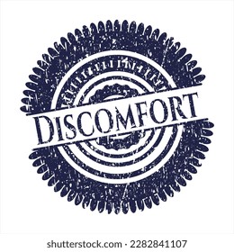 Blue Discomfort distressed rubber stamp with grunge texture. 