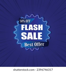 Blue Discount Flash sale Label Vector Tag.