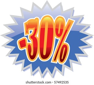 Blue Discount-Label mit Rot -25%. Vektorgrafik
