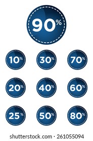 Blue discount prices label vector illustration