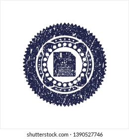 Blue diskette icon inside distress rubber texture