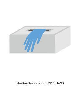 Blue Disposable Gloves In A Box. Vector