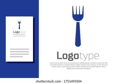 Blue Disposable plastic fork icon isolated on white background. Logo design template element. Vector Illustration