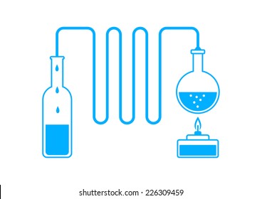 Blue distillation kit on white background 