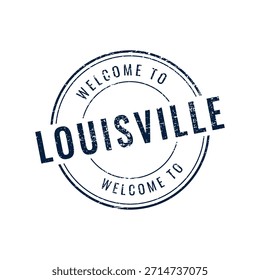 Texto del sello de goma afligido azul Bienvenido a Louisville Kentucky city
