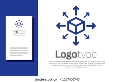 Blue Distribution icon isolated on white background. Content distribution concept. Logo design template element. Vector Illustration