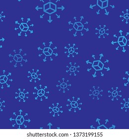 Blue Distribution icon isolated seamless pattern on blue background. Content distribution concept. Vector Illustration
